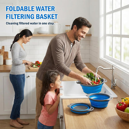 Collapsible Colander Set, Silicone Collapsible Strainers for Kitchen, Perfect for Draining Pasta, Vegetable and Fruit, Food Strainer, Dishwasher Safe (3 Pack)