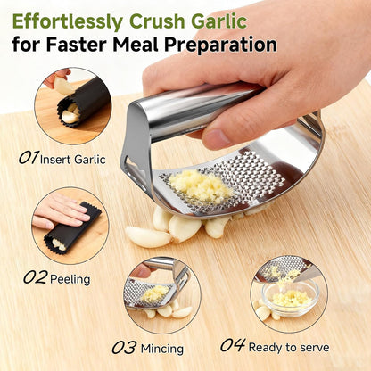 Built-in Bottle Opener Garlic Press Rocker Set Stainless Steel And All-in-One Kitchen Vegetable Peeler, Premium peelers For Kitchen - Ideal For Potato, Apple, Carrot, Fruit And More