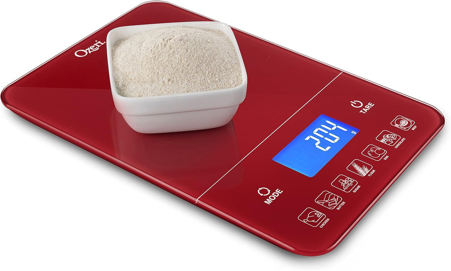 Ozeri Touch III Digital Kitchen Scale with Calorie Counter, 22 lbs (10 kg), Calla Green