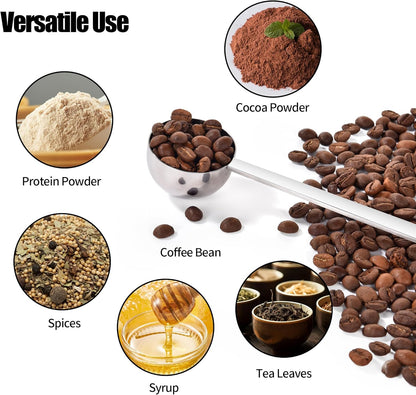 18/8 Stainless Steel Coffee Scoop, Doosu Food-Grade Metal Measuring Spoon with 6.9in Long Handle, Tablespoon Scooper for Coffee Beans, Ground Coffee, Espresso, Protein Powders, Tea, Sugar (1 Tbsp)
