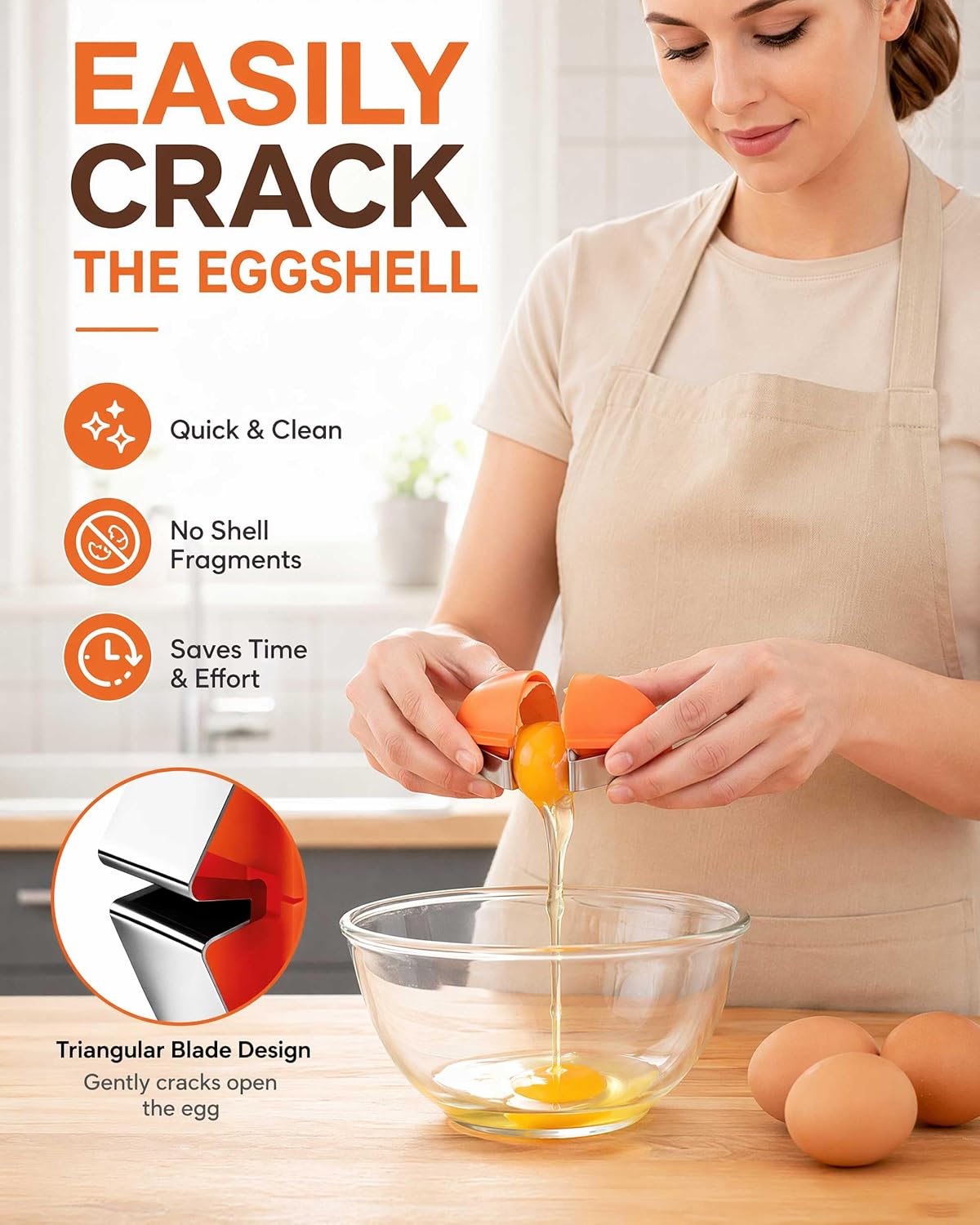 2026 Stainless Steel Egg Shell Opener Tool, Egg Cracker for Raw and Hard Boiled Eggs, Multifunctional Kitchen Gadget for Egg Separation and Shell Removal
