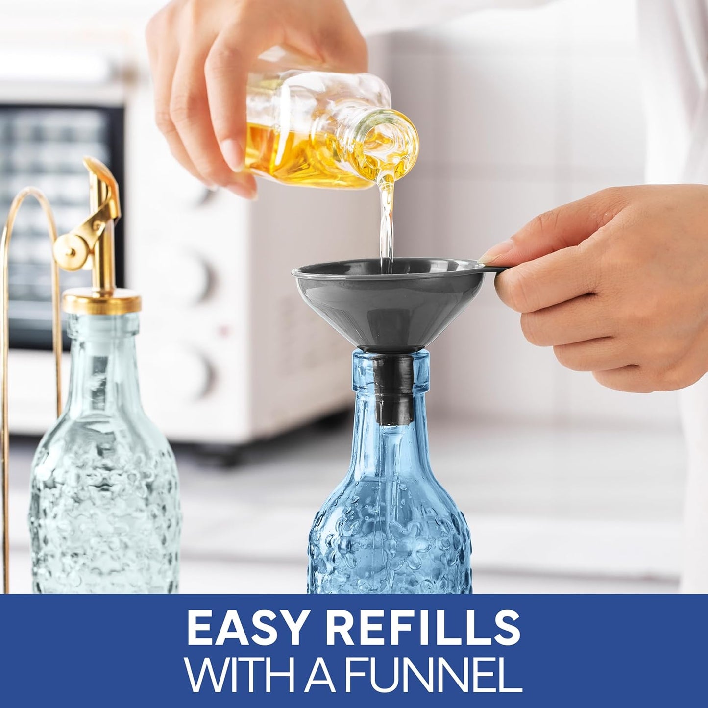 COOK WITH COLOR Glass Olive Oil Bottle Dispenser - 2 Pack- 17oz Oil and Vinegar Cruet - Olive Oil Carafe Decanter for Kitchen, Elegant Waves, Clear