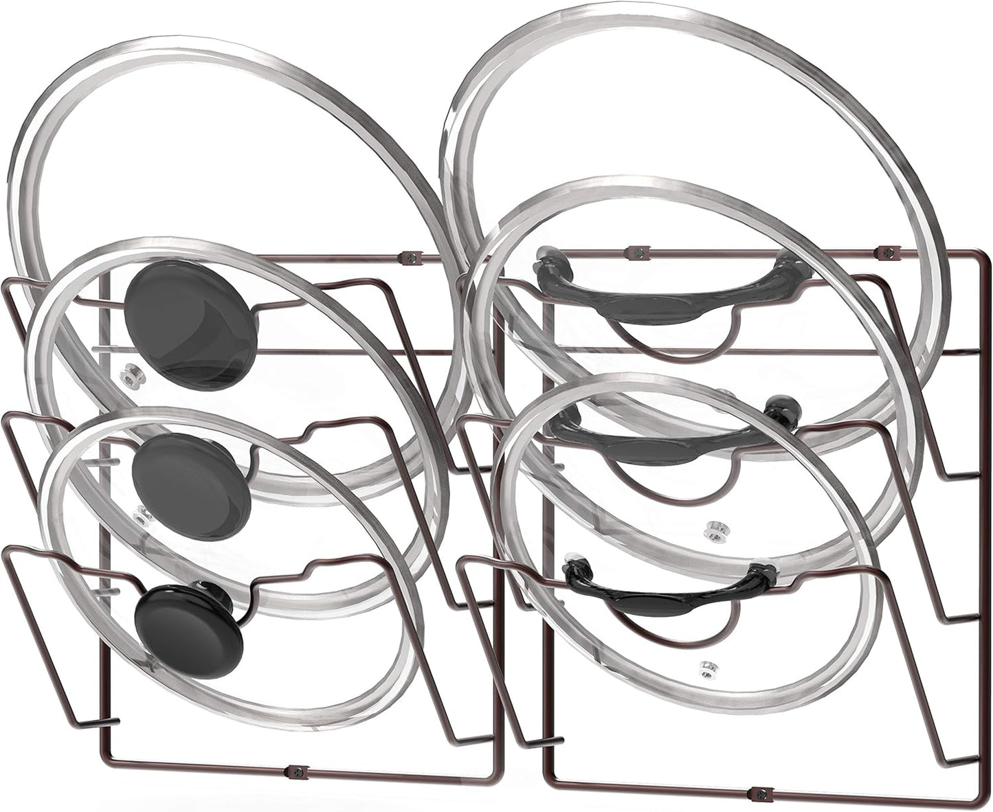 Simple Houseware 2-Pack Cabinet Door/Wall Mount Pot Lid Organizer Rack, 9.5" W x 4.5" D x 11.5”H, Chrome