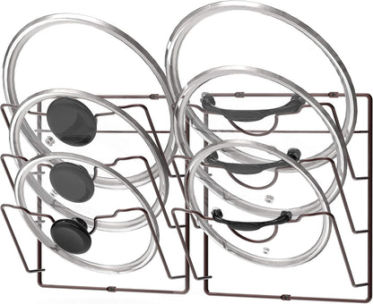 Simple Houseware 2-Pack Cabinet Door/Wall Mount Pot Lid Organizer Rack, 9.5" W x 4.5" D x 11.5”H, Chrome