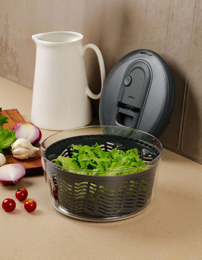 Zyliss Easy Spin Salad Spinner - Fruit & Veggie Dryer - Produce Spinner & Cleaner for Salad Prep - Dishwasher-Safe Kitchen Essential - Non-Slip Bowl with Pull Handle - Stainless Easy Spin Small