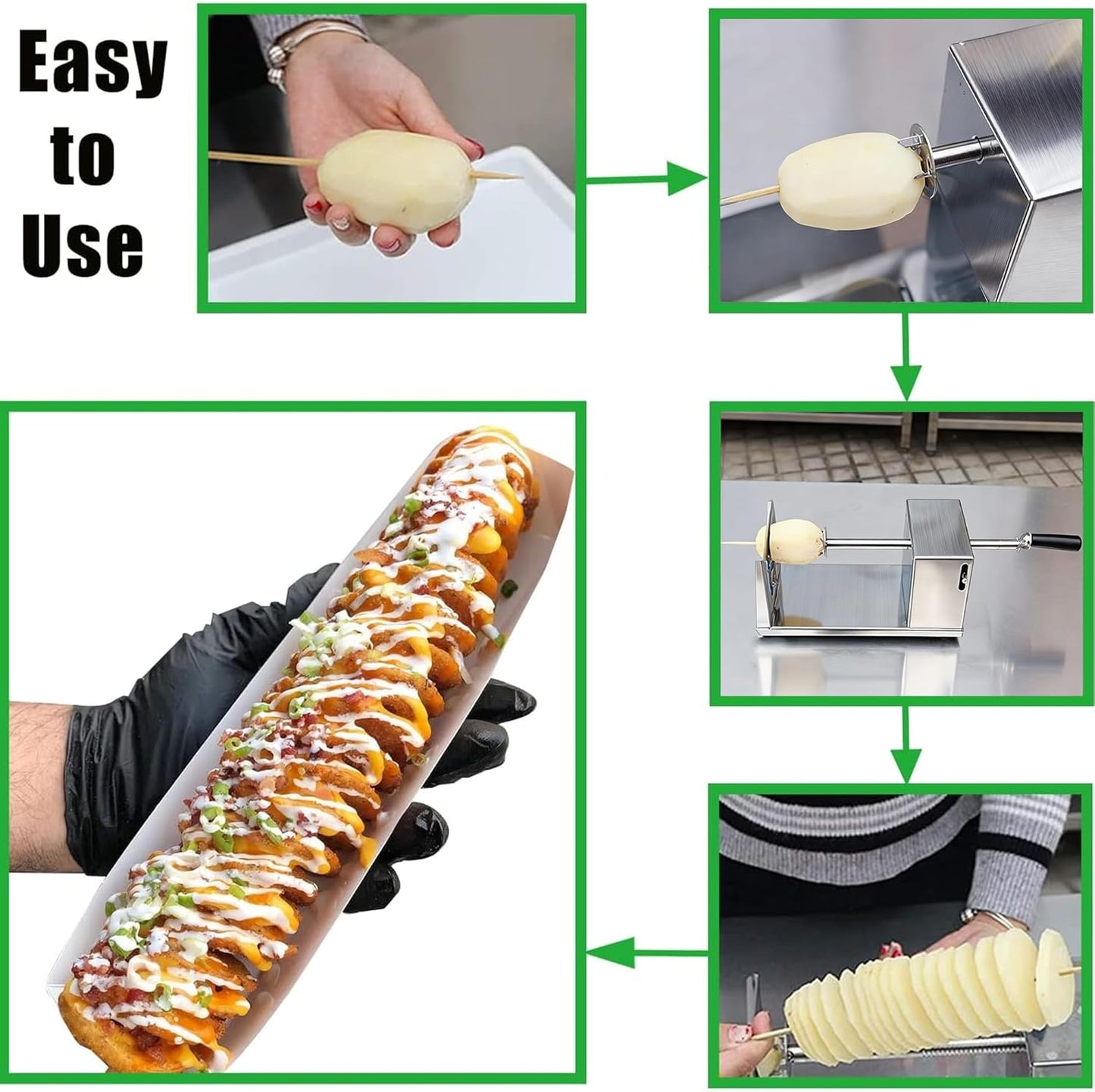 Tornado Potato Spiral Cutter, AIDOIT Manual Stainless Steel Potatoes Twister Cutter