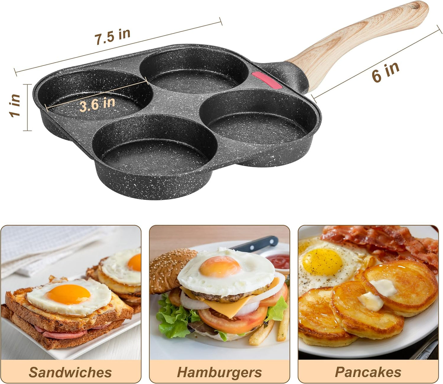 MyLifeUNIT Egg Pan, 4-Cup Egg Frying Pan and 20oz Pancake Batter Dispenser Bundle