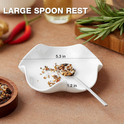 Mfacoy Spoon Rest for Stove Top, 5.3 Inch Ceramic Spoon Holder for Kitchen Counter, Coffee Spoon Holder, Cooking Utensil Rest for Spoons, Ladles, Tong, Heat-Resistant Spoon Rest, Housewarming Gifts