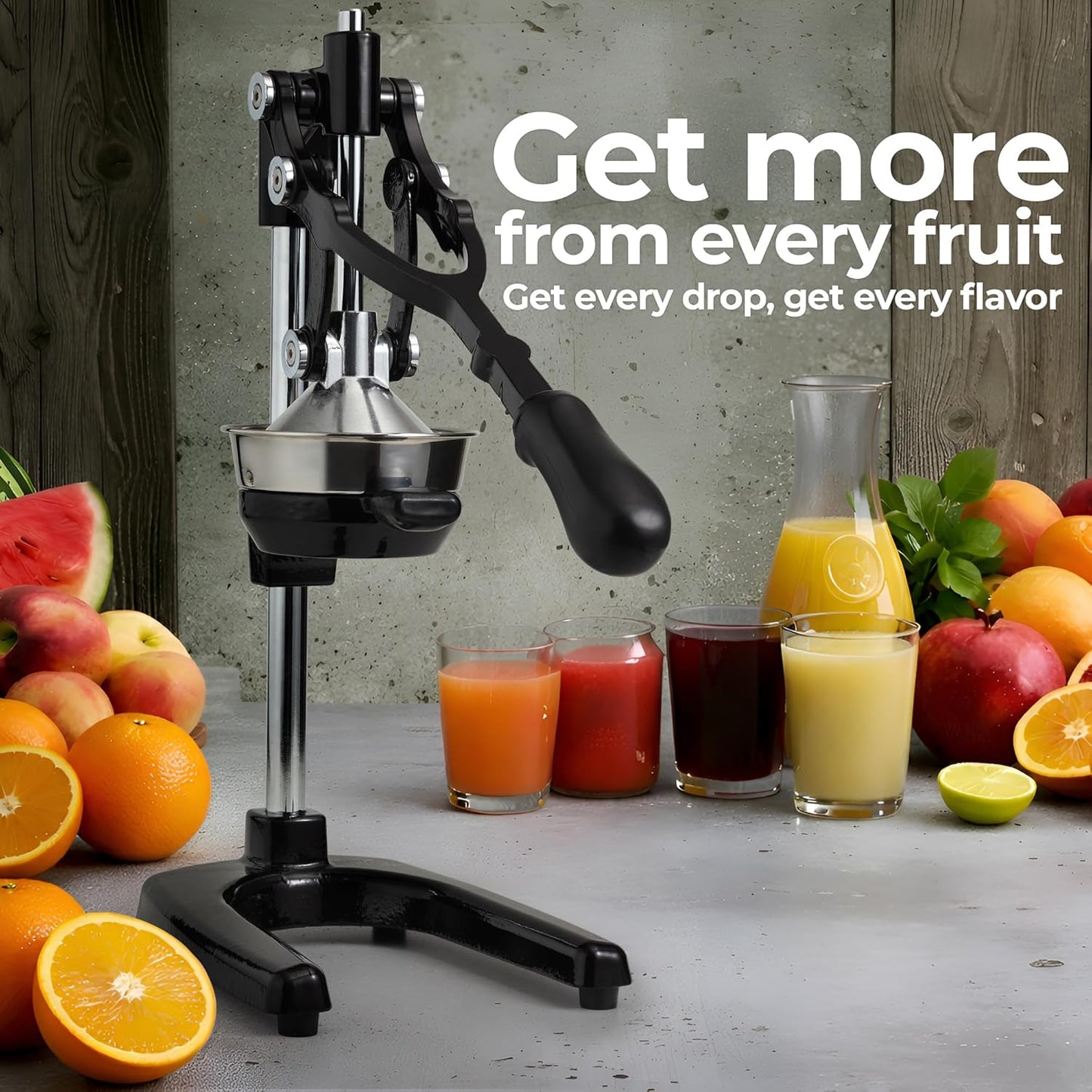 Zulay Kitchen Cast Iron Juicer - Heavy Duty Manual Juicer with Detachable Strainers for Easy Cleaning, Orange Juice Press for Citrus Fruits, Perfect for Bartenders, Juice Lovers & Health Enthusiasts