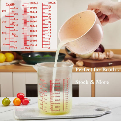 High Borosilicate Glass Measuring Cup-V-Shaped Spout，Glass Measuring Beaker for Kitchen or Restaurant, Easy to Read, 60 ML (2 Oz)-Pack of 2