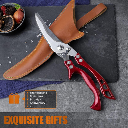 Dream Reach Poultry Shears, Heavy Duty Kitchen Shears with Serrated Edge, No Rust Spring Loaded, Multipurpose Stainless Steel Kitchen Scissors for Chicken, Bone, Meat, Turkey, Fish Thanksgiving Gifts