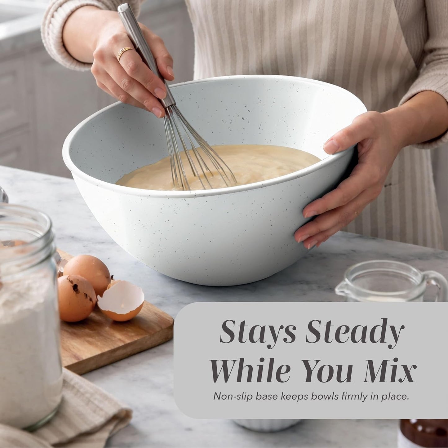 COOK WITH COLOR Mixing Bowls with Lids - 12 Piece Plastic Nesting Bowls Set includes 6 Prep Bowls and 6 Lids, Microwave Safe Mixing Bowl Set, Sage Embossed - Colors A