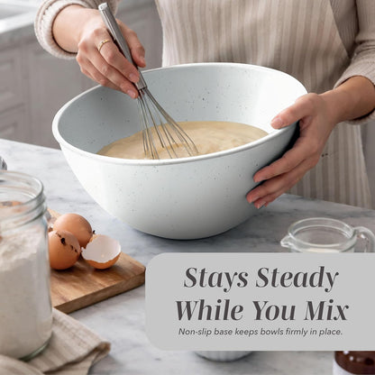 COOK WITH COLOR Mixing Bowls with Lids - 12 Piece Plastic Nesting Bowls Set includes 6 Prep Bowls and 6 Lids, Microwave Safe Mixing Bowl Set, Sage Embossed - Colors A