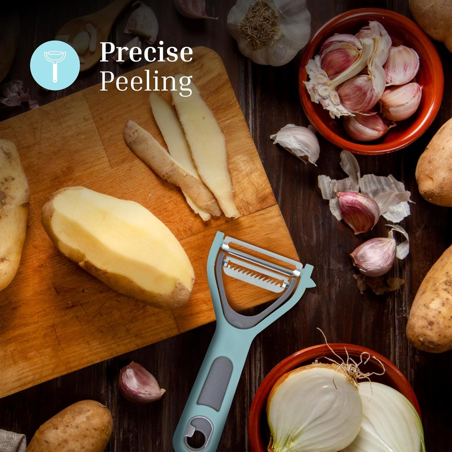 Swivel Vegetable Peeler with Built-in Eye Remover – Stainless Steel Blade with Comfortable Handle, Fruit and Vegetable Slicer, Potato and Carrot Cutter – Kitchen Tools & Accessories – Blue