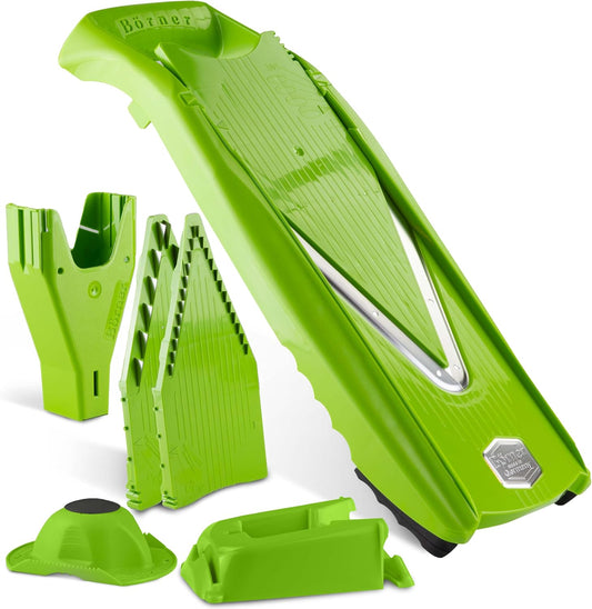 Mandoline Food Slicer Börner V5 (Profi Set) by Reston Lloyd • V-Slicer with 4 Inserts, Docking Station & Food Holder • Made in Germany • Fruit & Vegetable Chopper • Multiple Settings • Color: White
