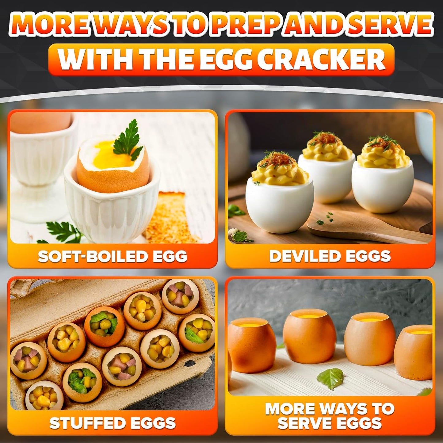 Egg Cracker Tool for Raw Eggs — Egg Shell Opener for Soft-Boiled Shell Tops, Stainless Steel Topper with Ergonomic Adjustable Effort — Clean Cut Design for Breakfast Prep, Custards, & Baking (Silver)