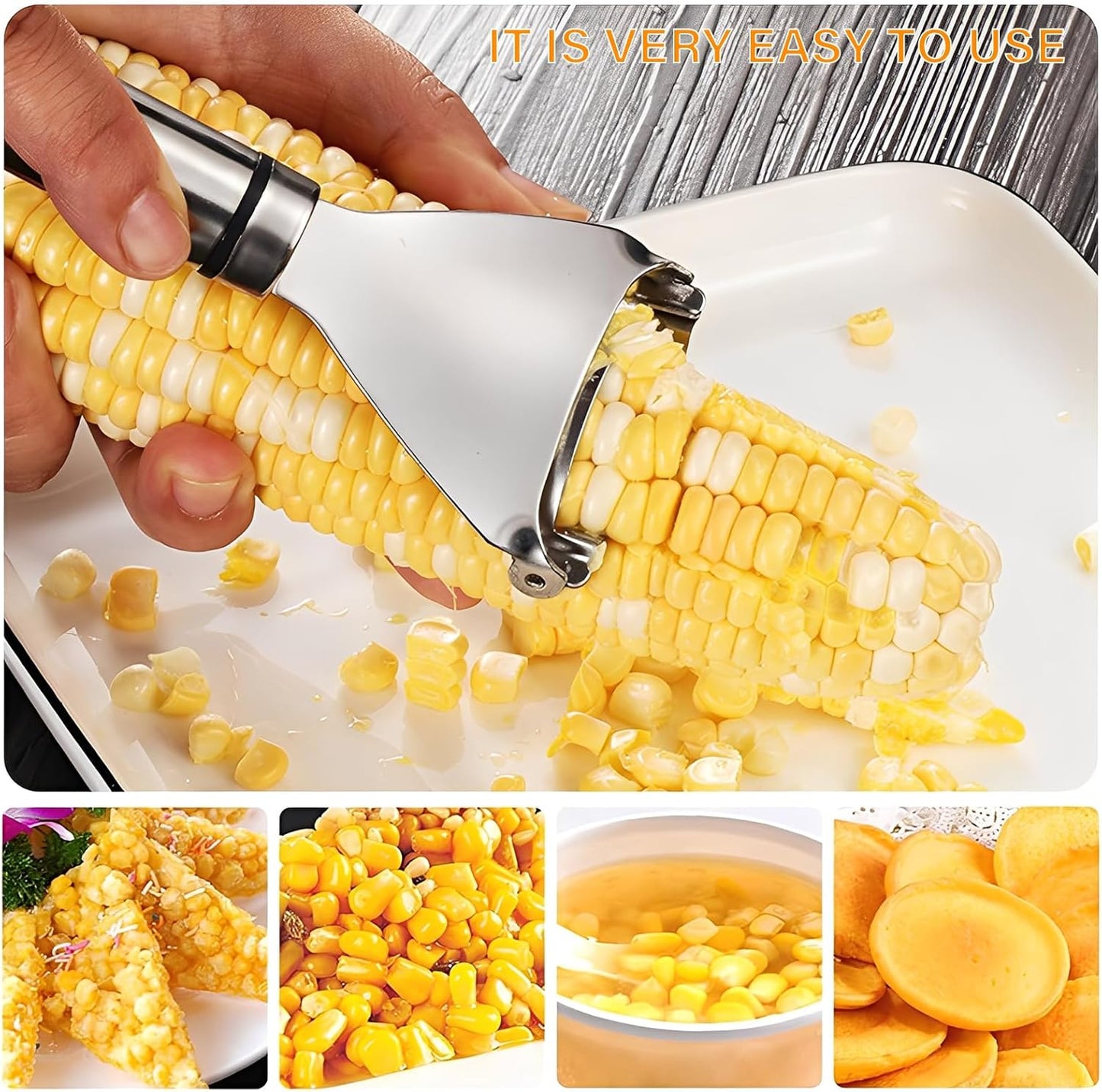 2 Pack Corn Peeler and Stripper Tool Set Ergonomic Stainless Steel Corn on the Cob Stripper Tool Set Gadget Tool for Kitchen Prep, Upgrade Kernel Remover Tool Easy to Use and Clean