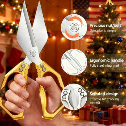 Multifunctional Heavy-Duty Kitchen Shears,Ultra Sharp Stainless Steel Poultry Shears,Multipurpose Food Scissors for Chicken, Meat,Fish, Vegetables,Bone Cutting(Silver)