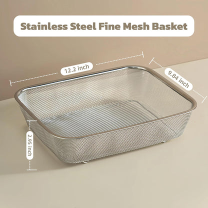 Fine Mesh Strainer for Kitchen, Stainless Steel Colander Bowl for Pasta, Rice, Fruit, Metal Net Baskets with Resting Base - Strain, Drain, Rinse (Diameter 9.84 inch)