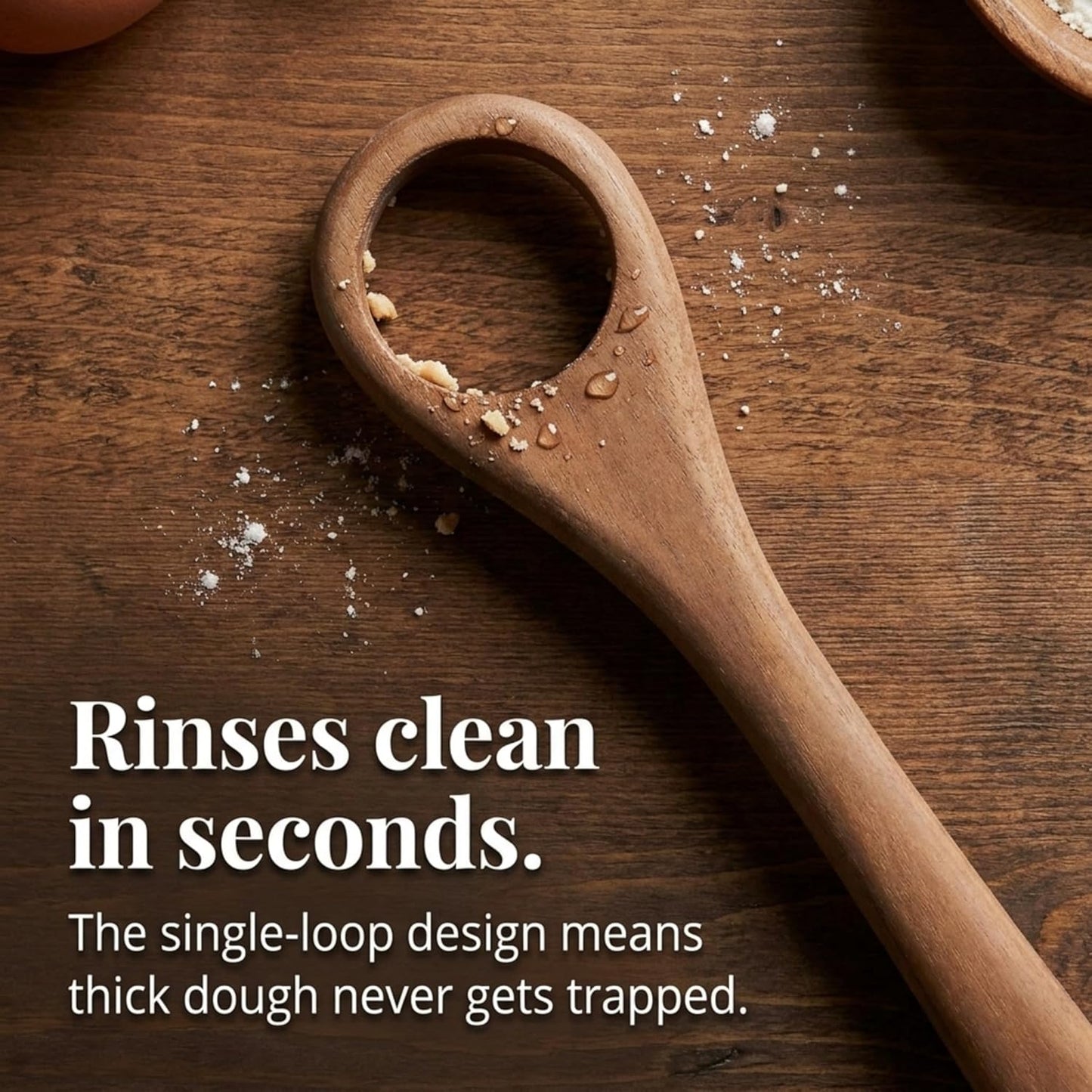 Salt & York Danish Dough Whisk, Acacia Wood Sourdough Bread Mixing Tool for Pizza Dough, Biscuits & Cake Batter, Kitchenware with Unique Wood Grain Hook, Ideal for Wedding & Housewarming Gift, 14.5 in