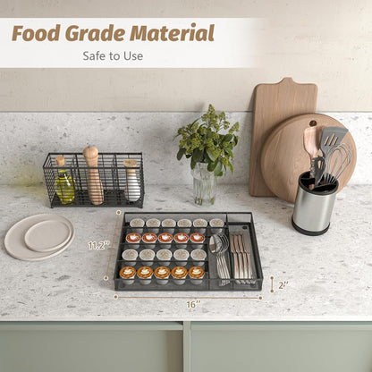 Sedegn Silverware Organizer Metal Mesh, Large Drawer Organizer, Utensil Cutlery Tray for kitchen drawers, Flatware Organizer with 6 Compartment, Black (11.3”*16“)