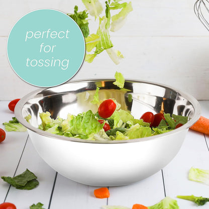 WHYSKO Meal Prep Stainless Steel Mixing Bowl (5-Piece Set) Home, Refrigerator, and Kitchen Food Storage Organizers | Ecofriendly, Heavy Duty, No Lids