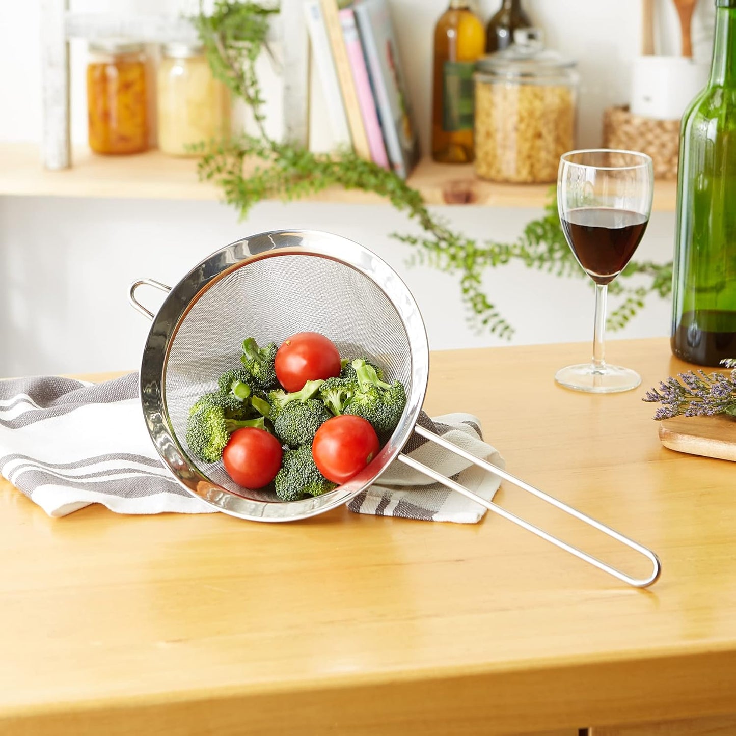 RSVP International Endurance Kitchen Collection, Stainless Steel Fine Mesh Conical Sieve/Colander, Multi-Purpose for Cooking, Baking, Loose Leaf Tea, Bar Strainer Cocktails, 7-Inch