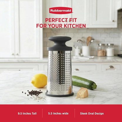 Rubbermaid Stainless Steel Cheese Grater - 9.5" Oval Handheld Box Grater with EZ Grip Handle - Multi-Surface Food & Cheese Shredder | Zester & Graters for Kitchen - Dishwasher Safe, Black