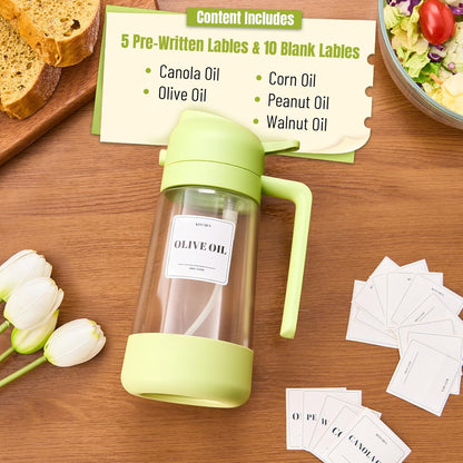 PARACITY Oil Dipenser Bottle with Silicone Bottom, 2 in 1 Olive Oil Sprayer and Dispenser, Oil Spray Bottle 470ML/ 16OZ for Cooking, Kitchen, BBQ, Air Fryer, Salad, Baking(1PC Black)