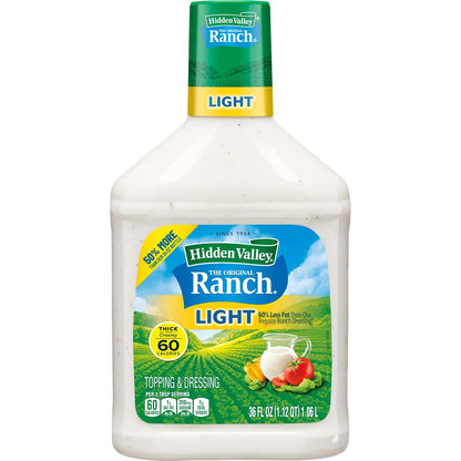Hidden Valley Original Ranch Light Topping and Dressing, Gluten Free, 36 Ounce Bottle (Package May Vary)