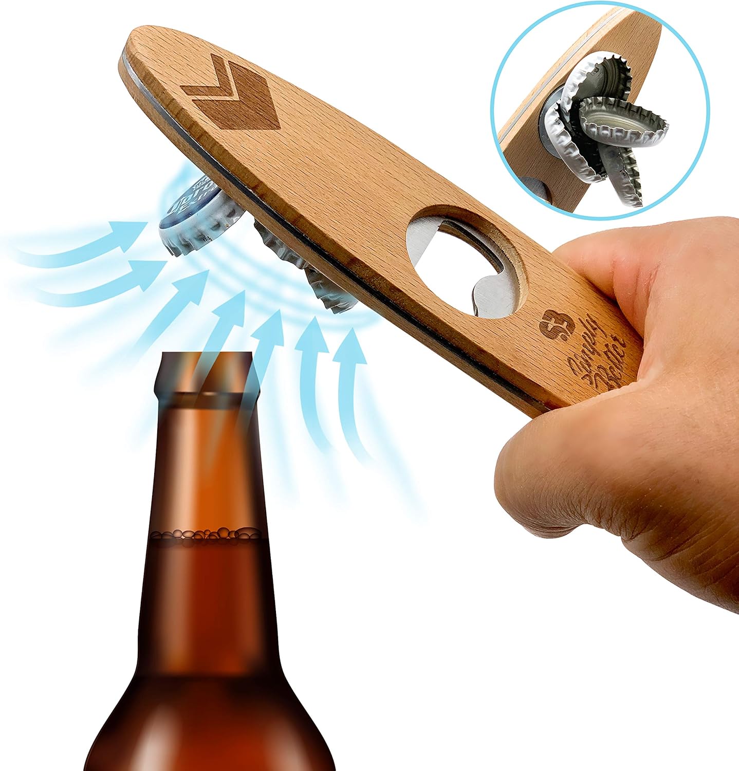 Magnetic Bottle Opener, Designed to Automatically Catch a Bottle Cap