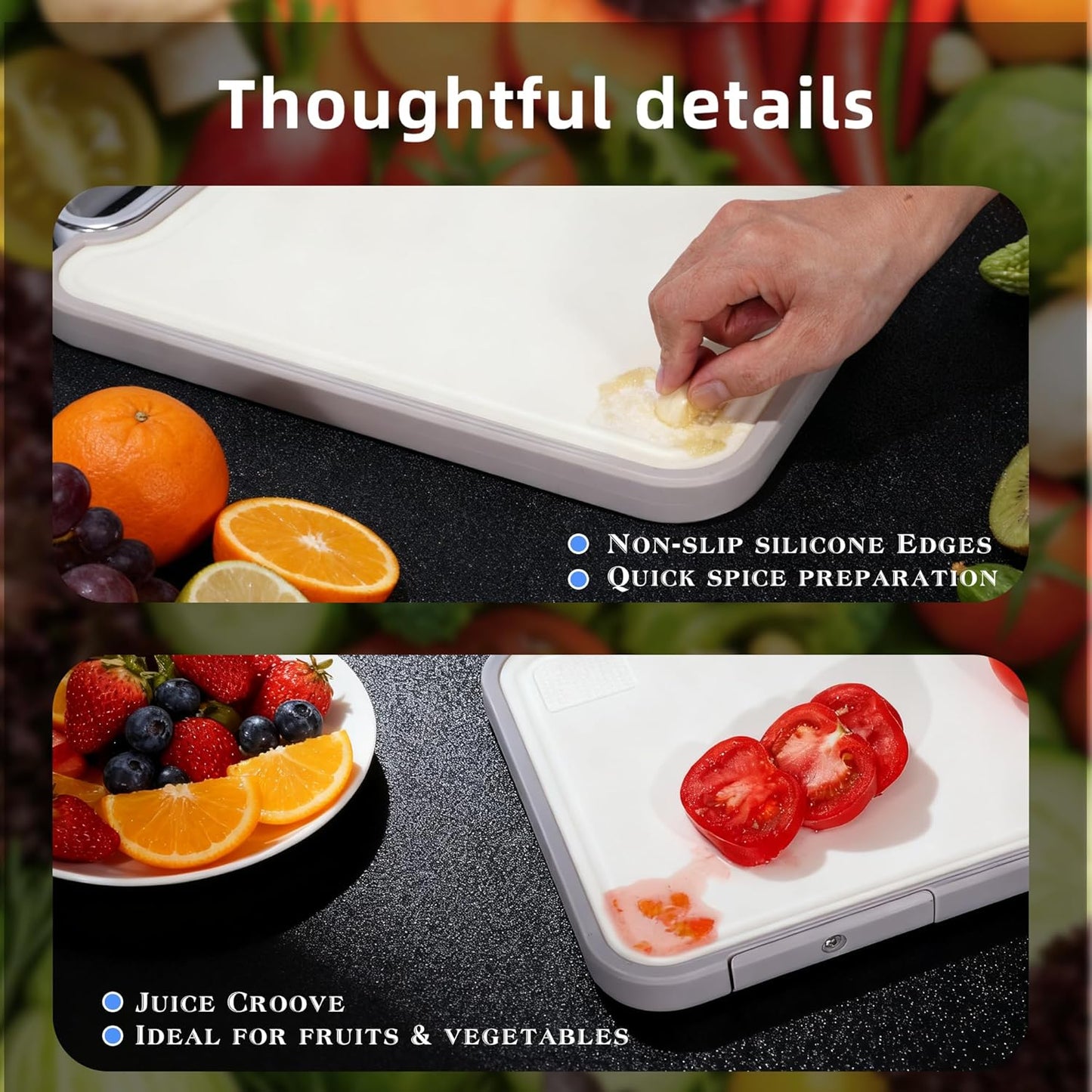 Titanium Cutting Board, 2-in-1 Double Sided Cutting Boards for Kitchen, Pure Titanium & Wheat Straw PP, Metal Chopping Board Easy to Clean for RV/Camping/Kitchen with Avocado Slicer 16"x11"