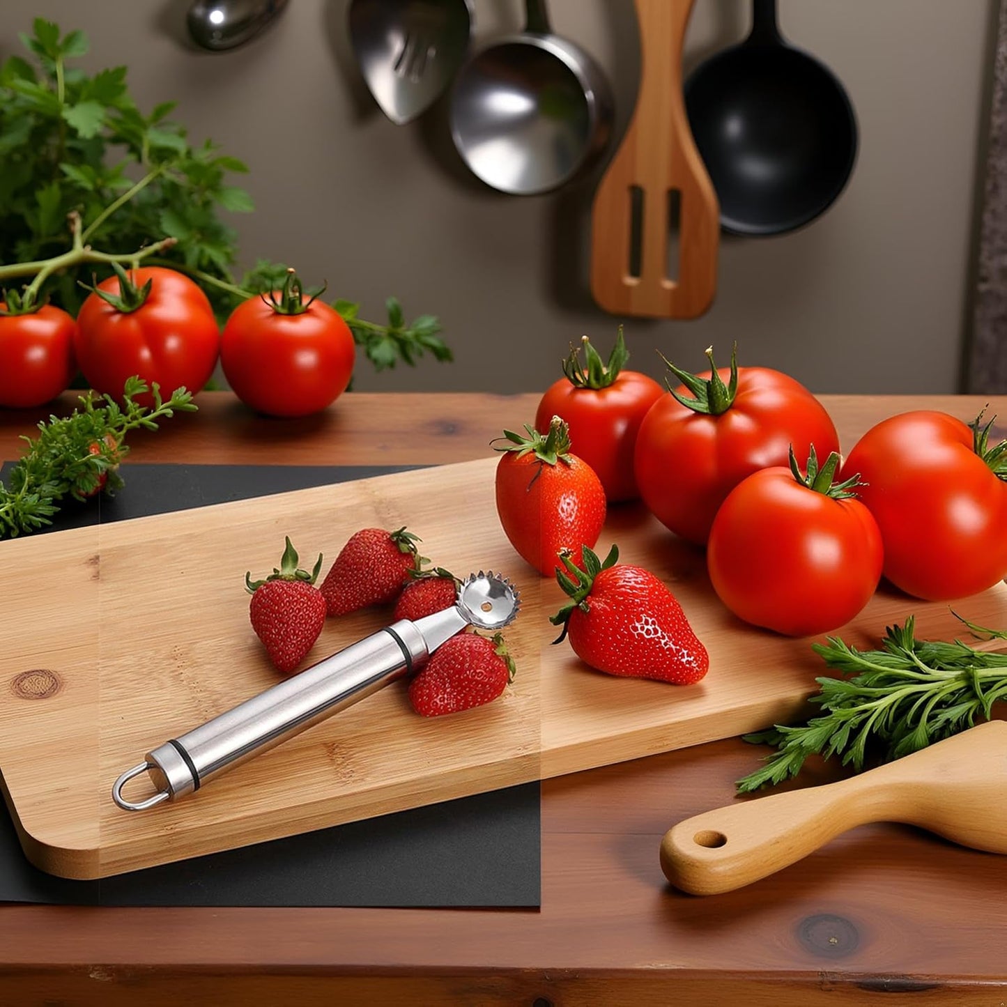 Stainless Steel Strawberry Huller and Tomato Stem Corer Tool Multi-Function Stainless Corer and Pitter Remover for Strawberry,Tomato,Vegetable and Fruit Corer Practical Kitchen Tool