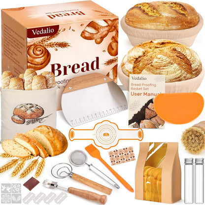 Sourdough Bread Baking Supplies, Sourdough Starter Kit, Bread Proofing Basket, Bread Making Tools Kit, Sour Dough Kit Tools, Sourdough Proofing Basket, Sourdough Kit Gifts for Bakers Women Wife Mom