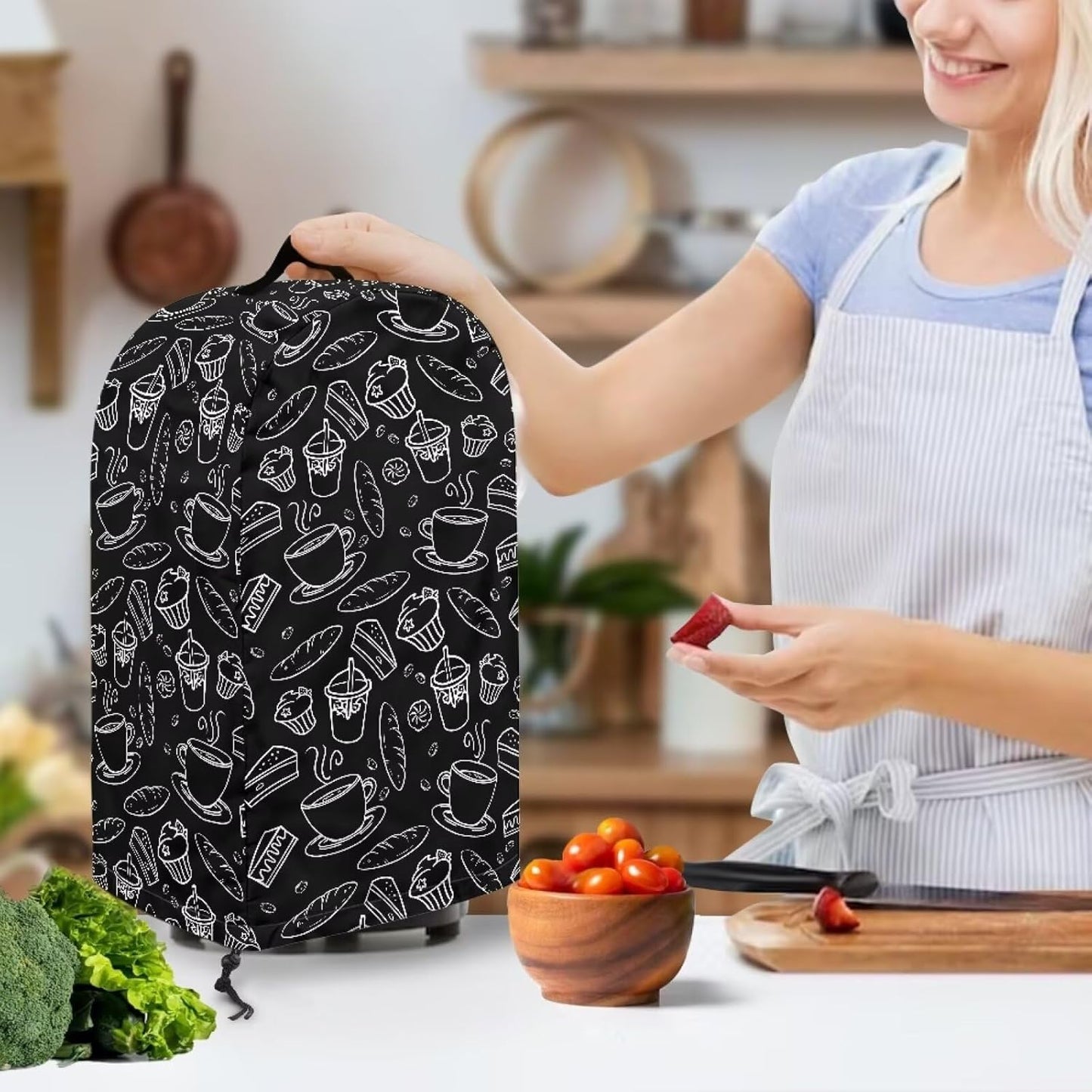 Coffee Pastry Blender Dust Cover with Drawstring Field Stand Mixer or Coffee Maker Cover Anti Fingerprint Polyester Appliance for Home Kitchen Decor