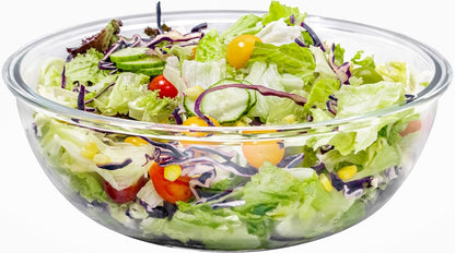 6.5Qt Extra Large Glass Mixing Bowl with Lid, Clear Large Salad Bowls with Airtight Bamboo Lid & Handle,Thickened Glass Big Mixing Bowls Cooking Bowl for Food Prep, Kitchen,Dinner, Borosilicate Glass