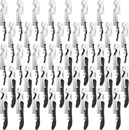 Honoson 40 Pieces Wine Opener Bulk Corkscrew Bottle Wine Key Opener Waiter Metal Heavy Beer Corkscrew Serrated Foil Cutter Key for Servers Home Restaurants Bars Waiter Bartenders (Fresh Colors)