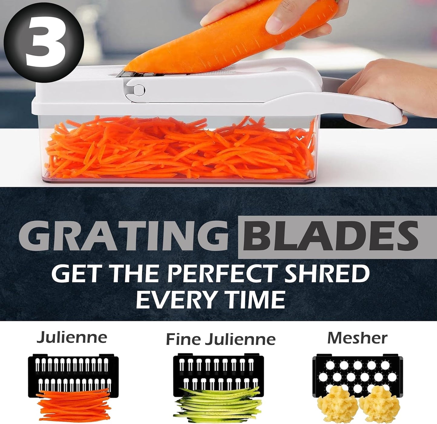 26-in-1 - Heavy Duty Vegetable Chopper with Container - Stainless Steel Blades - Slicer, Chopper, Spiral & Dicer for Veggies With Hand Guard, Cut Resistant Gloves & Cleaning Brushes - Black