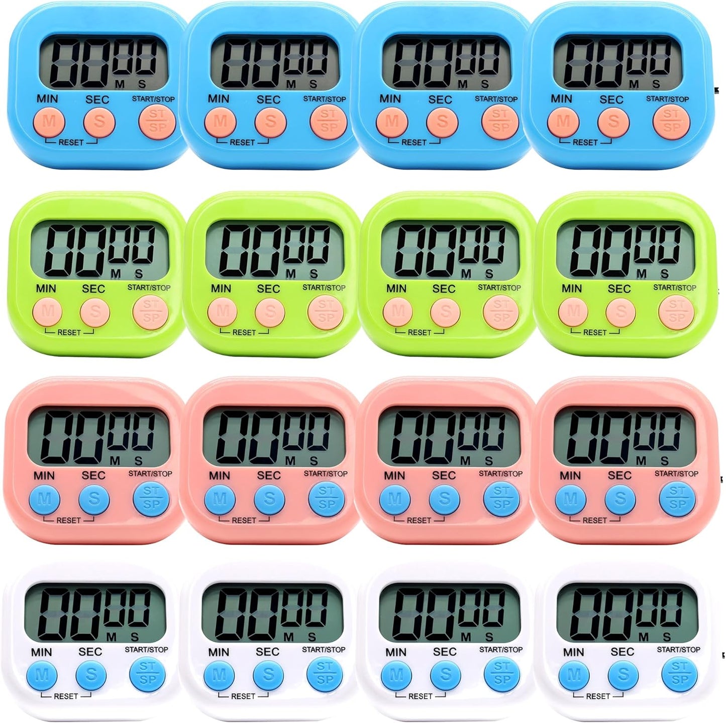 6 Pack Multi-Function Electronic Timer - Kitchen Timer,Magnetic Digital Timers,Big LCD Display, ON/Off Switch,Extensively Use in Cooking,Gym, Meeting, Classroom,Kitchen,Study,Work,Outdoor Activities
