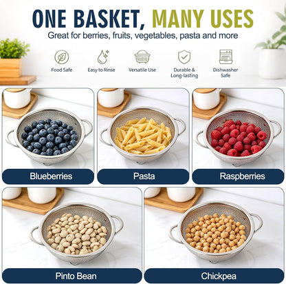Palksky Rice Strainer & Rice Washing Bowl Stainless Steel - 5.6 Qt Professional Fine Mesh Rice Washer for Kitchen - Heavy Duty Rice Rinser, Cleaner & Drainer Colander for Quinoa, Grains & Fruit