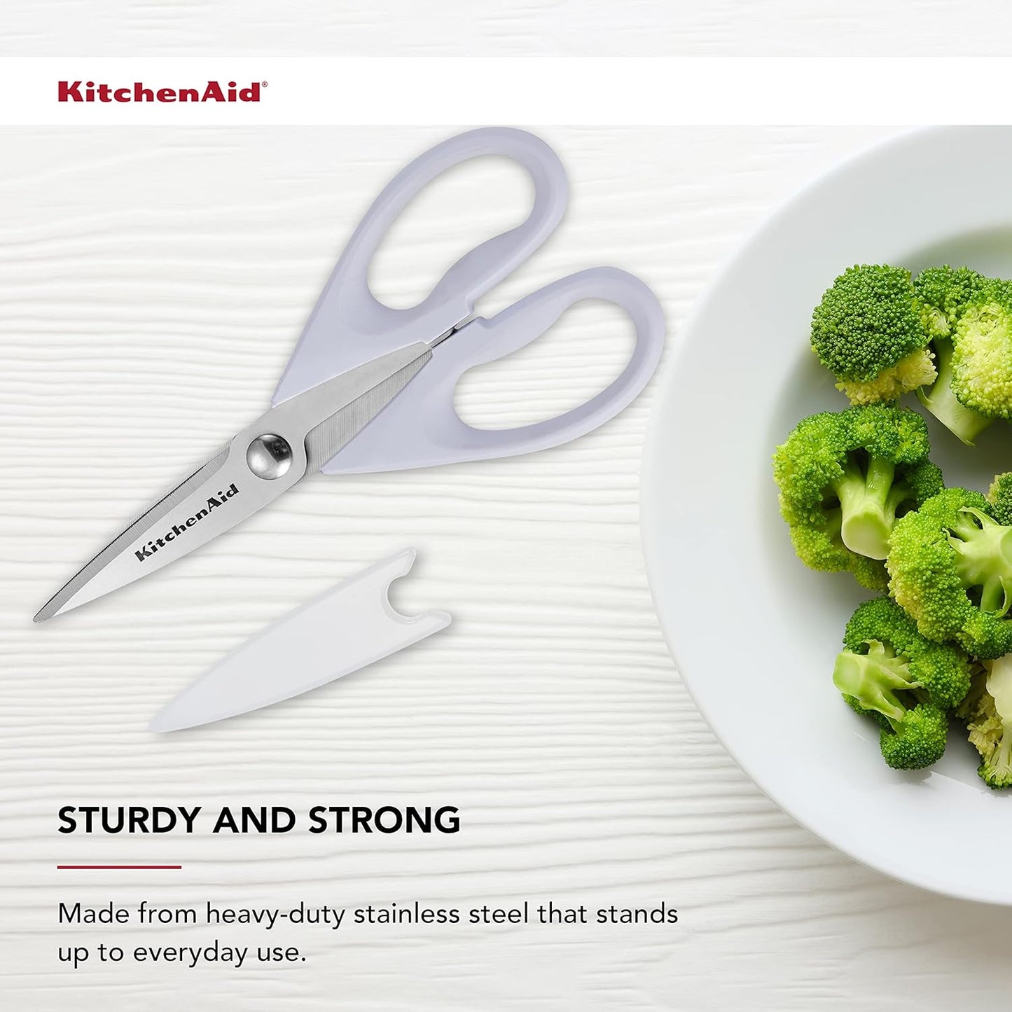 KitchenAid Multipurpose Shear Set, Versatile Scissors with Nutcracker, Bottle Opener, Ergonomic Handles with Protective Blade Covers, 2 Piece