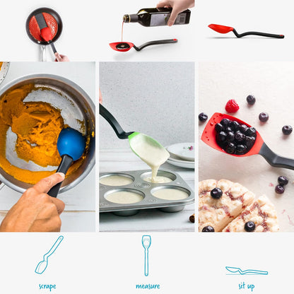 Dreamfarm Supoon Non-Stick Sit-Up Silicone Scraping, Serving, Cooking Spoon Measures 5ml Tsp & 15ml Tbsp - 11" Red