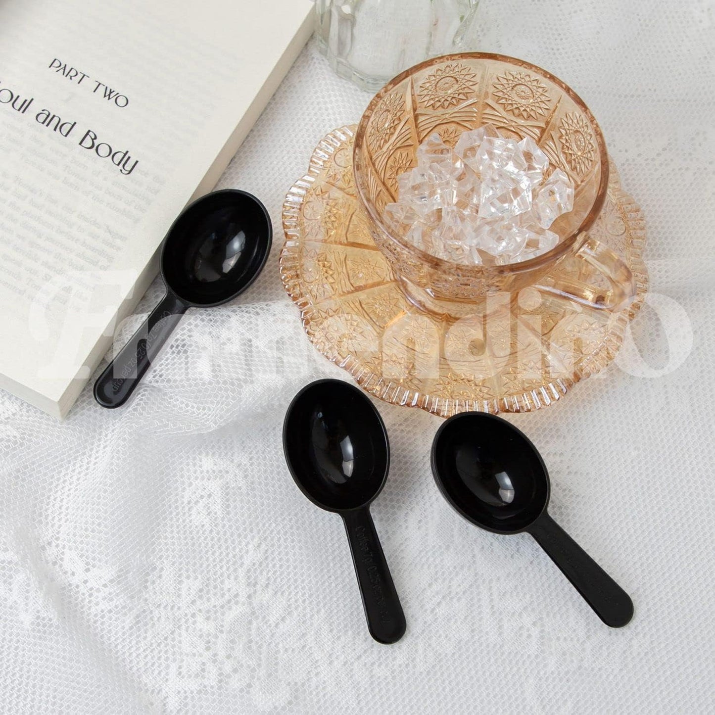 Framendino, 5 Pack Plastic Coffee Measuring Spoons Short Handle Scoops for Tea Sugar Cereal Milk Powder Spices Black 7g