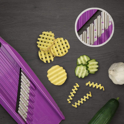 Börner Wave/Gaufrel XXL PowerLine Vegetable Slicer • Corrugated Vegetable Cutter • Corrugated/Waffle Cutter • Potato Grater for Grilled Potatoes Orange