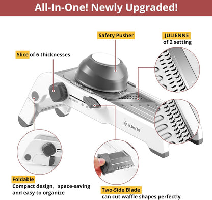 24-In-1 Mandoline Slicer for Kitchen with Waffle Fry Cutter Blade,Adjustable Kitchen Mandoline Slicer,Food Chopper,Safe Mandoline Food Slicer,Mandolin with Waffle Fry Cutter-Grey