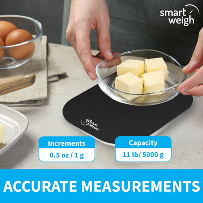 Smart Weigh Mint Green Digital Kitchen Scale for Cooking, Weight Loss, Calorie Tracking, Baking, Food Portion Control, and Meal Prep - Accurate Measurements in Grams and Ounces
