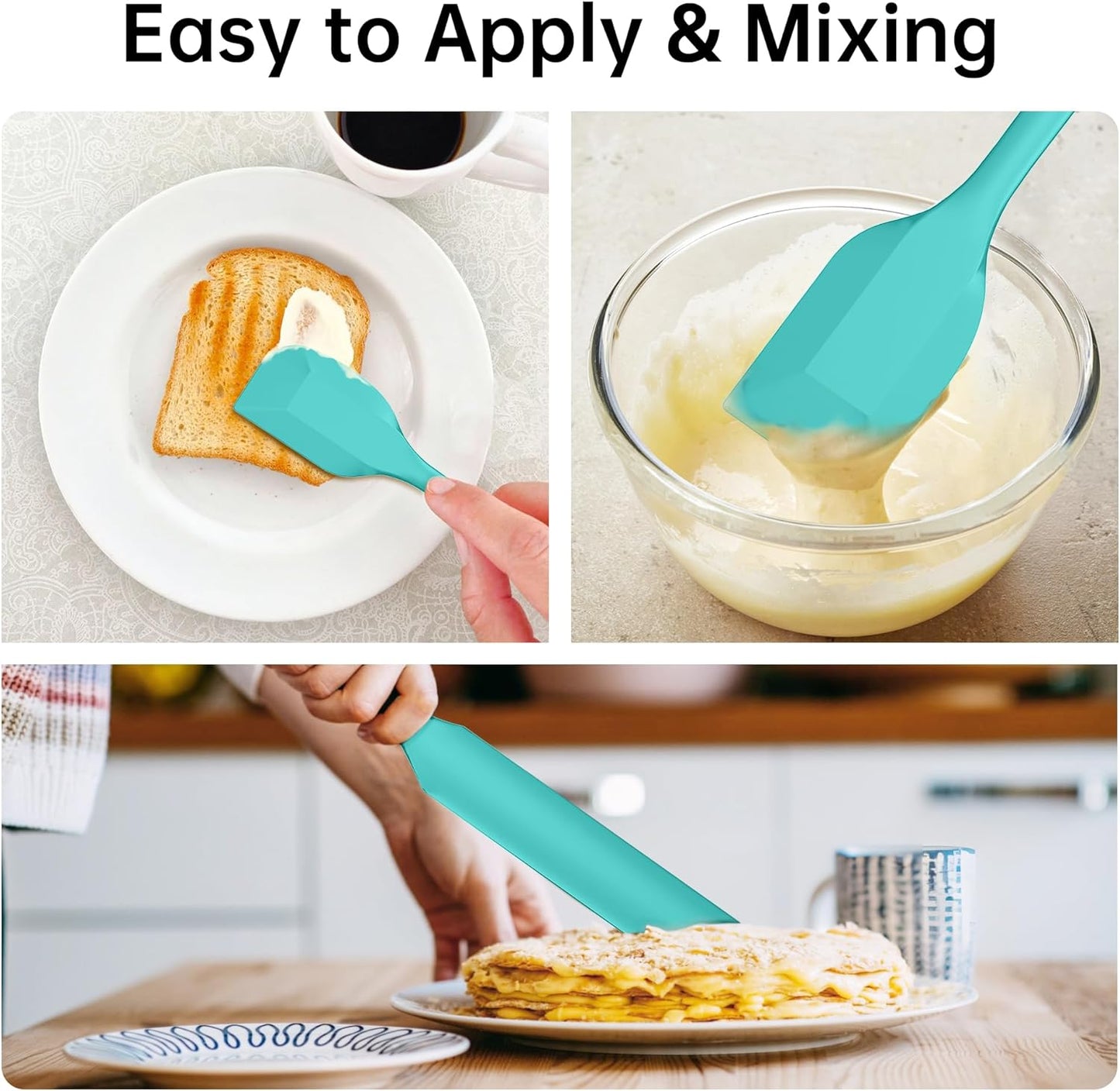 5-Piece Silicone Spatula Set - Heat Resistant 446°F Food Grade BPA Free, Nonstick Cookware Safe Dishwasher Safe Kitchen Tools for Baking, Cooking, Stirring, Multicolor.
