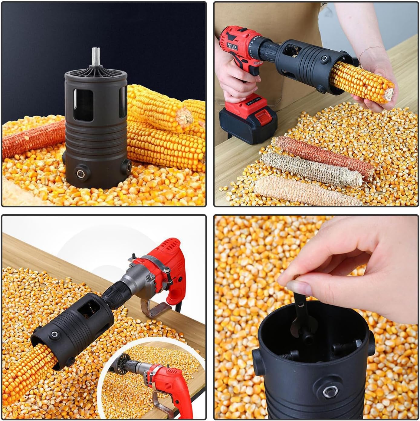 FAVOMOTO Automatic Corn Peeler Stripper Electric Portable Small Household Corn Sheller Thresher Tool for Fast Kernel Removal and Cob Separation in Kitchen Use