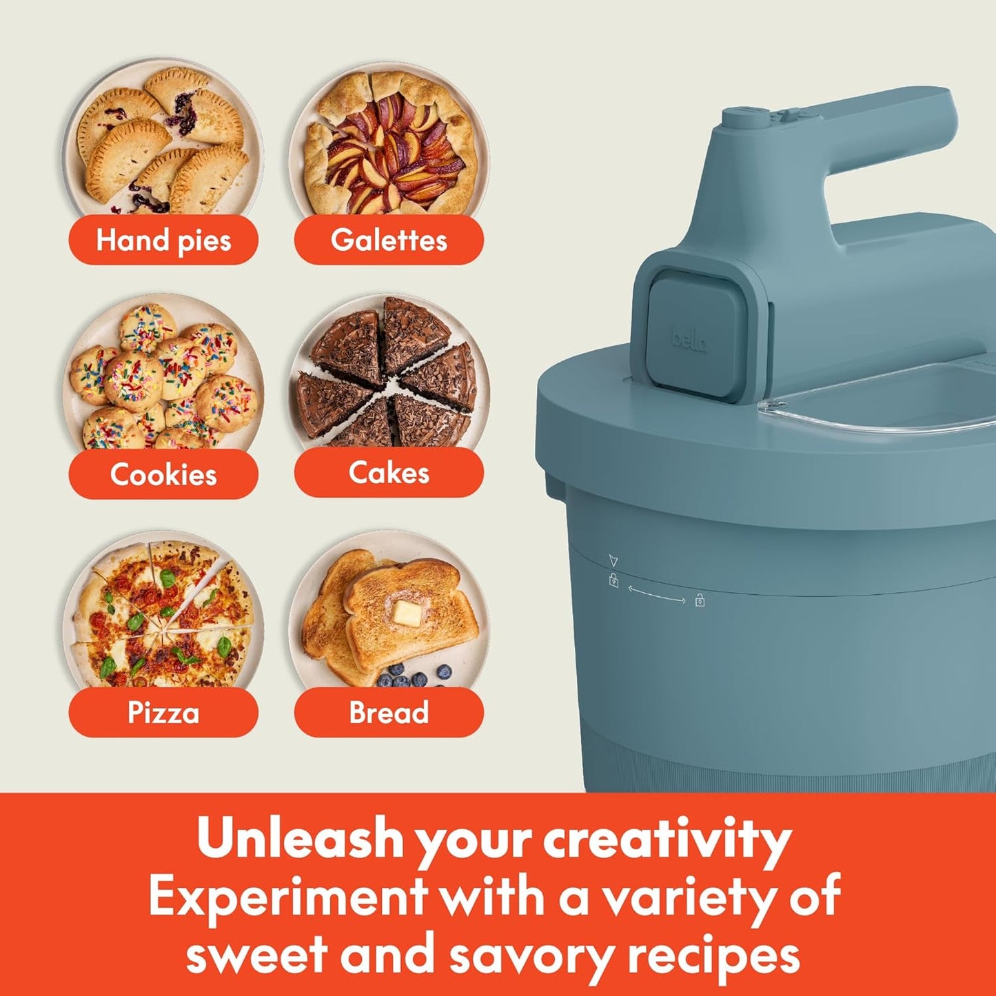 bella 3.5 Qt Hand & Stand Mixer, 2 in 1 Electric Mixer with Bowl, Dough Hook, Whisk & Egg Beater, Multifunctional Handheld Mixer for Baking, 200 Watt, Blossom
