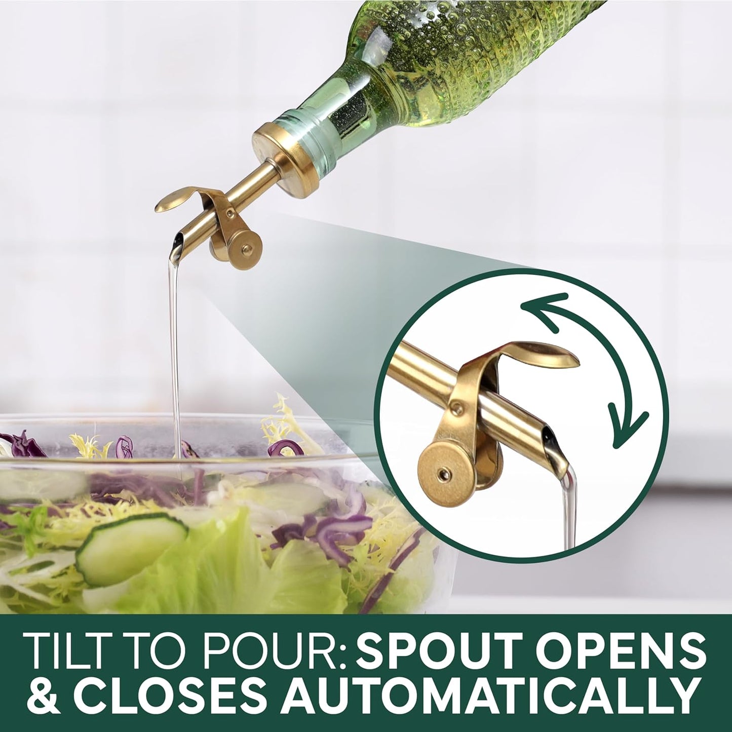 COOK WITH COLOR Glass Olive Oil Bottle Dispenser - 2 Pack- 17oz Oil and Vinegar Cruet - Olive Oil Carafe Decanter for Kitchen, Elegant Waves, Clear